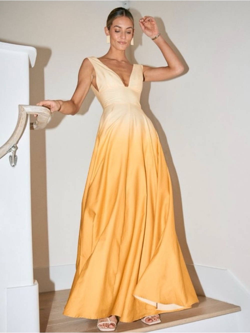 ANTONIO MELANI Golden Yellow Ombre Maxi Dress